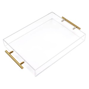 Acrylic Tray with Gold Handles