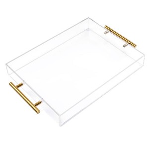 Lucite Tray with Gold Handles