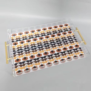 Print Acrylic Tray with Gold Handles